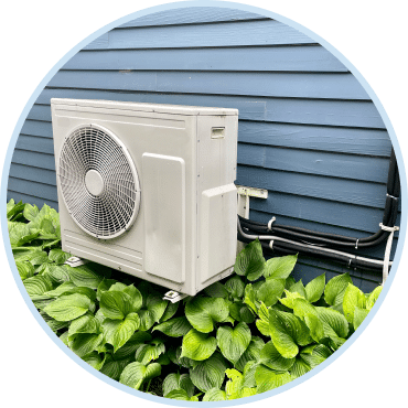 Outdoor mini split air conditioning service unit installed for residential cooling