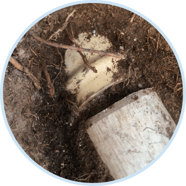 Exposed pipe joint during professional sewer repair in Las Vegas